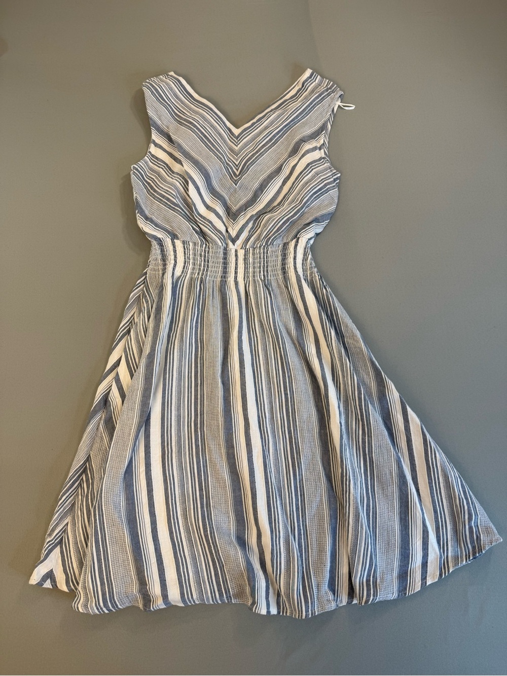 Roller Rabbit Navy and White Striped V-Neck Sleeveless Dress 100% Cotton